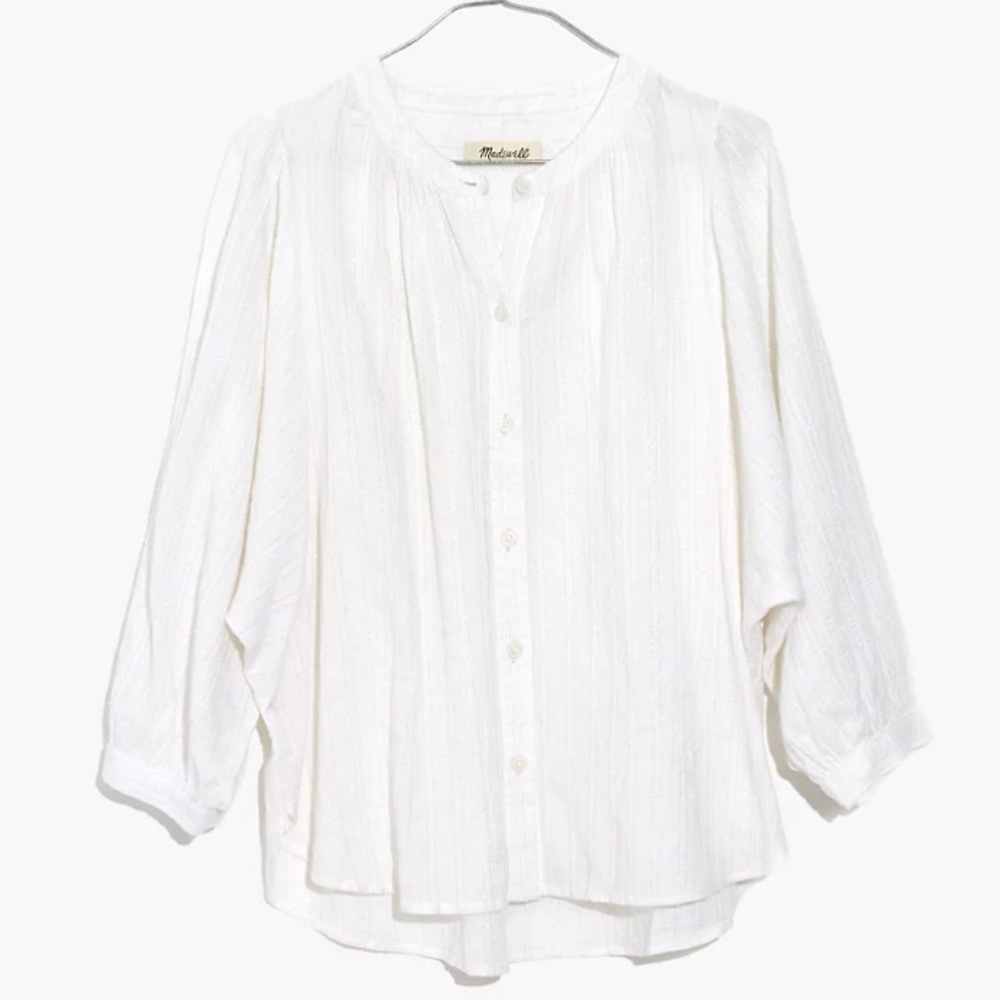 MADEWELL White with Metallic Shimmer Stripe Summer Top - Size XS